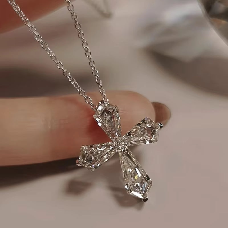 Huitan Crystal Cross Necklace –Faith Pendant for Women