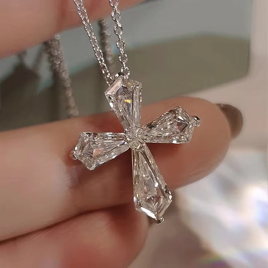 Huitan Crystal Cross Necklace –Faith Pendant for Women