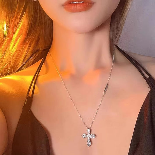 Huitan Crystal Cross Necklace –Faith Pendant for Women